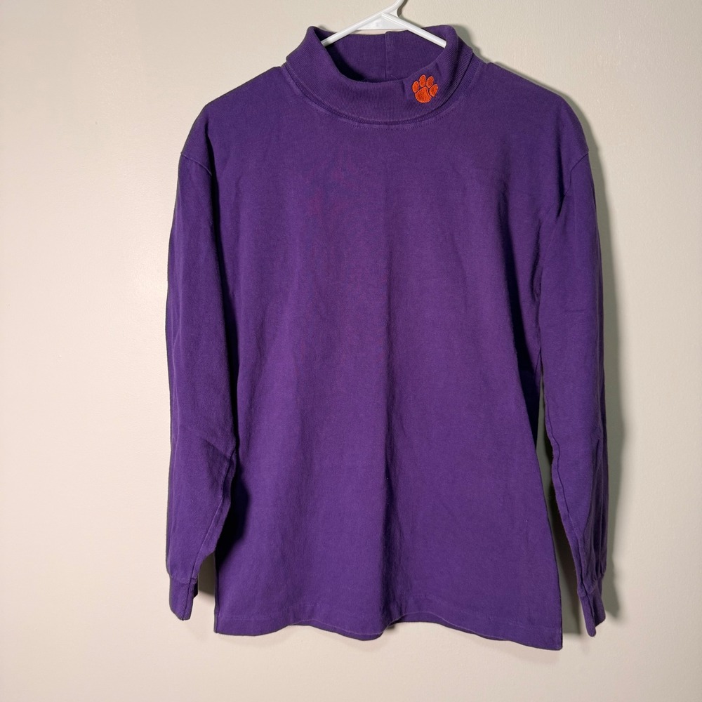 Vintage B-Cool Sportswear Purple Mock Neck Long Sleeve Paw Print Top Women Small - Picture 6 of 7